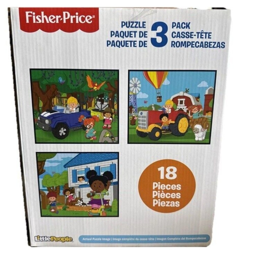 Fisher-Price Little People 3 Count 18 Piece Jigsaw Puzzles, New Sealed - Picture 2 of 2